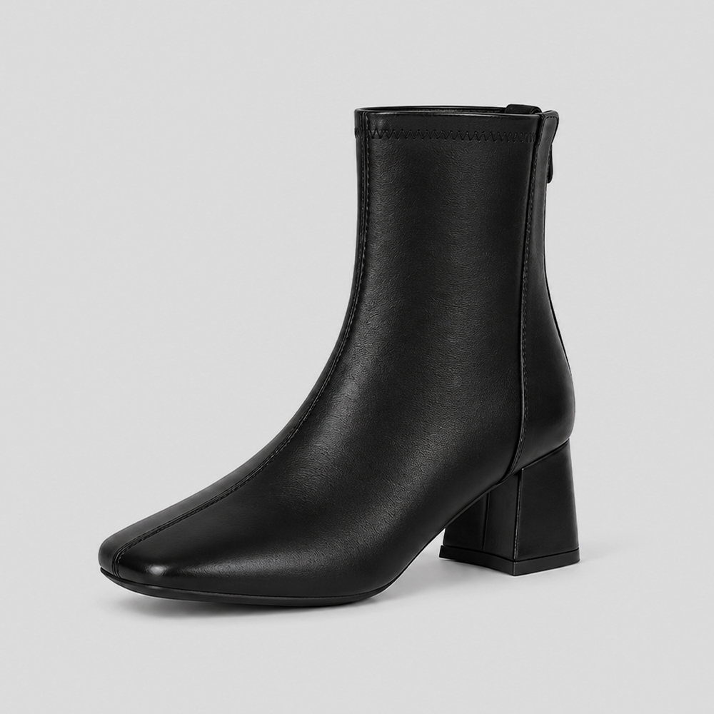 Taniz Rowen Square Middle Zipper Ankle Sock Boots (6cm)