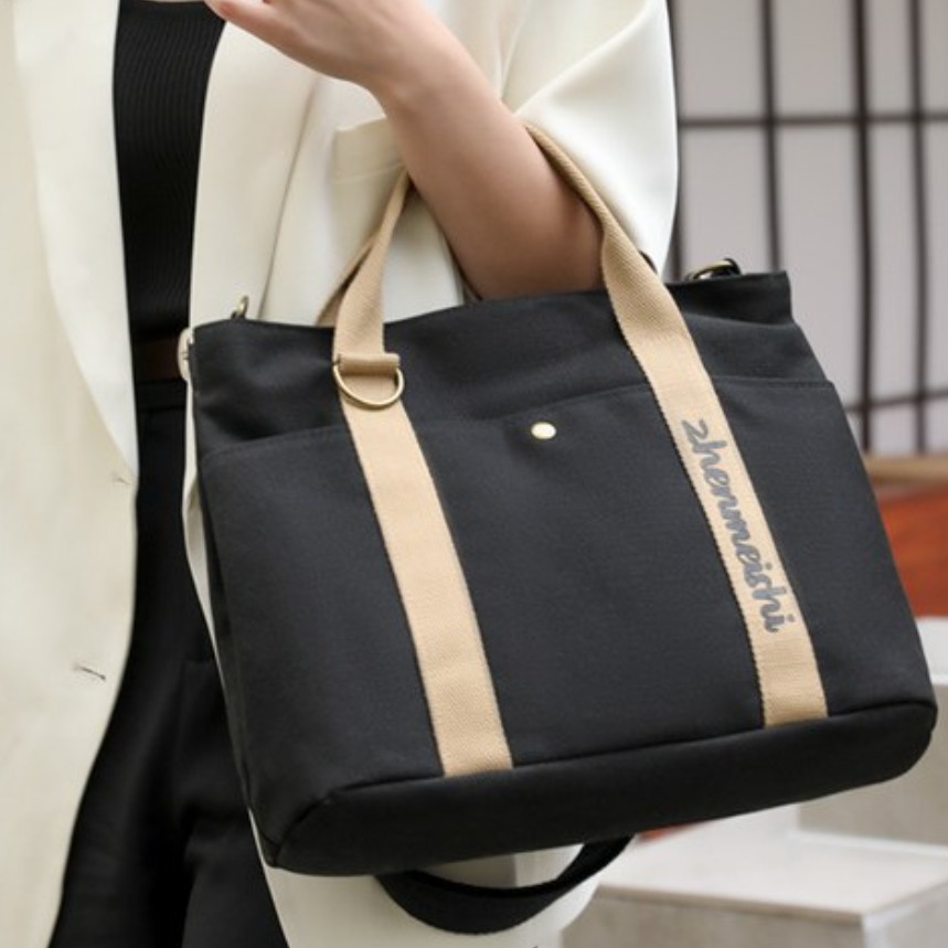 SHOPPI lettering canvas shoulder tote bag