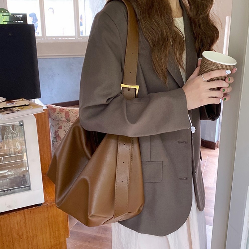 Goodf Soft Modern Basic Leather Large Capacity Pretty Women Shoulder Bag Shopper Bag Bag