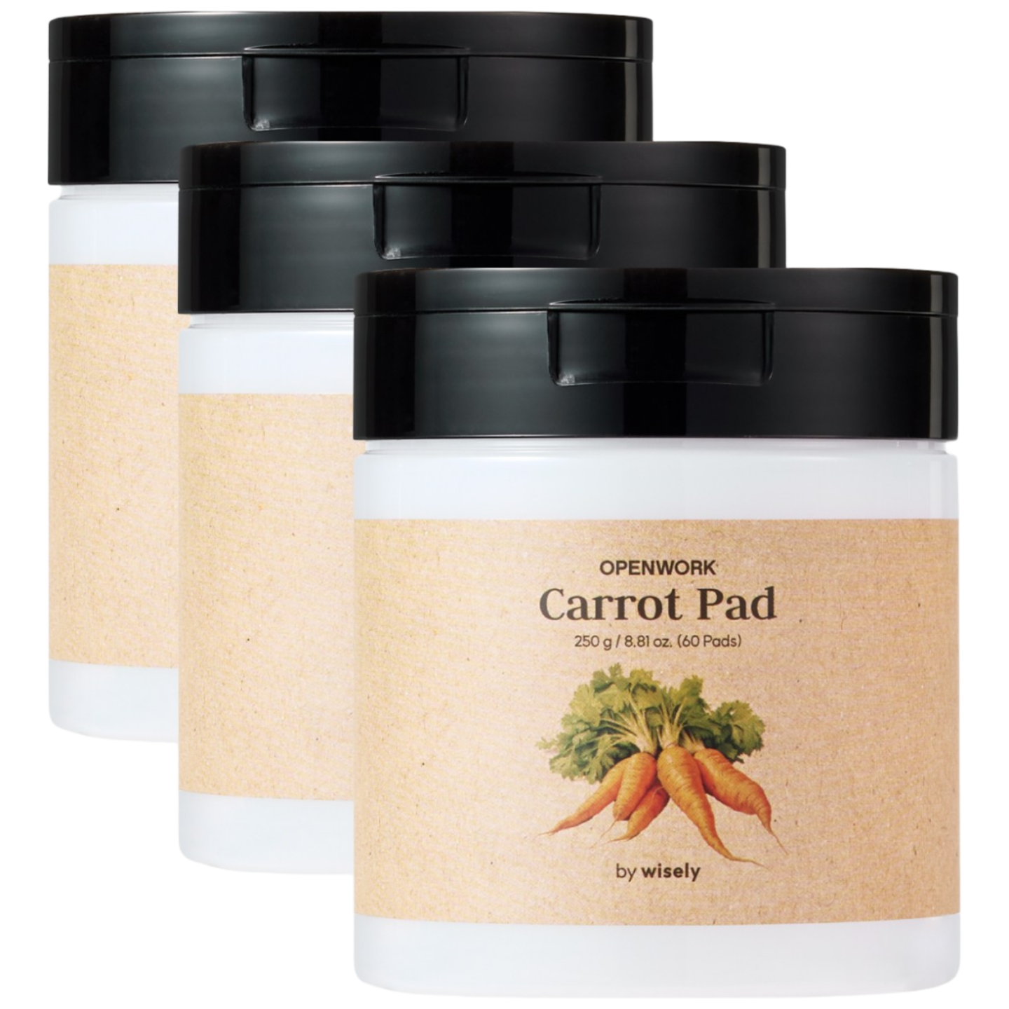Wisely Moisture Calming Carrot Toner Pad, 60 sheets, 3 packs