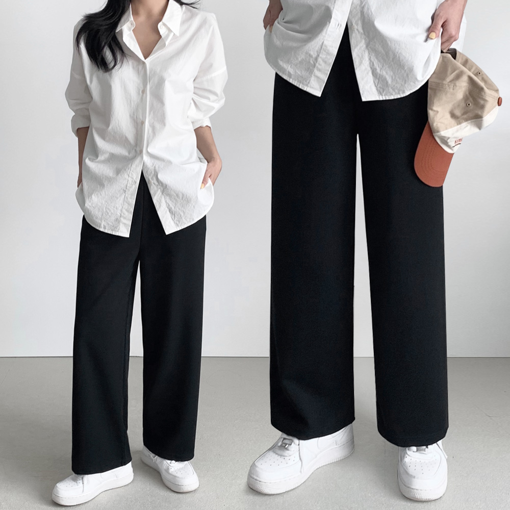 (1+1) 2 pieces of Firstclaw women's big size spandex banded wide pants slacks for all seasons