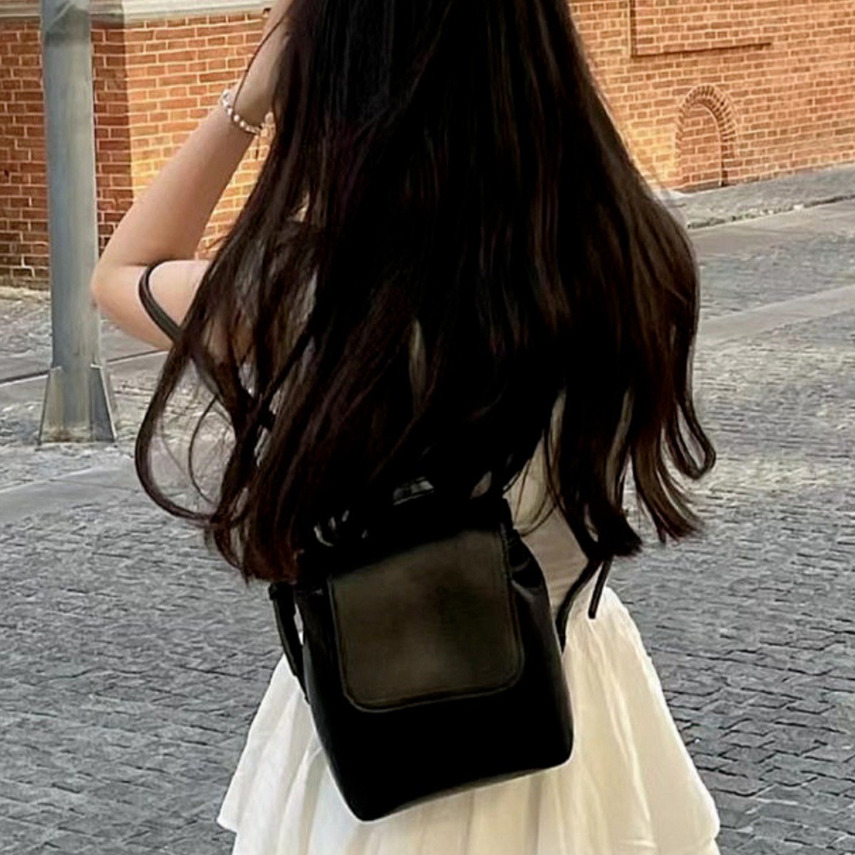 Chacon leather mini backpack 2 colors / Vintage leather double bag