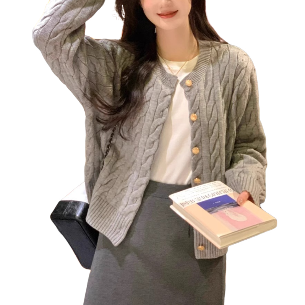 Luna Mode Women's Feminine Slim Fit Gold Button Cardigan K0119