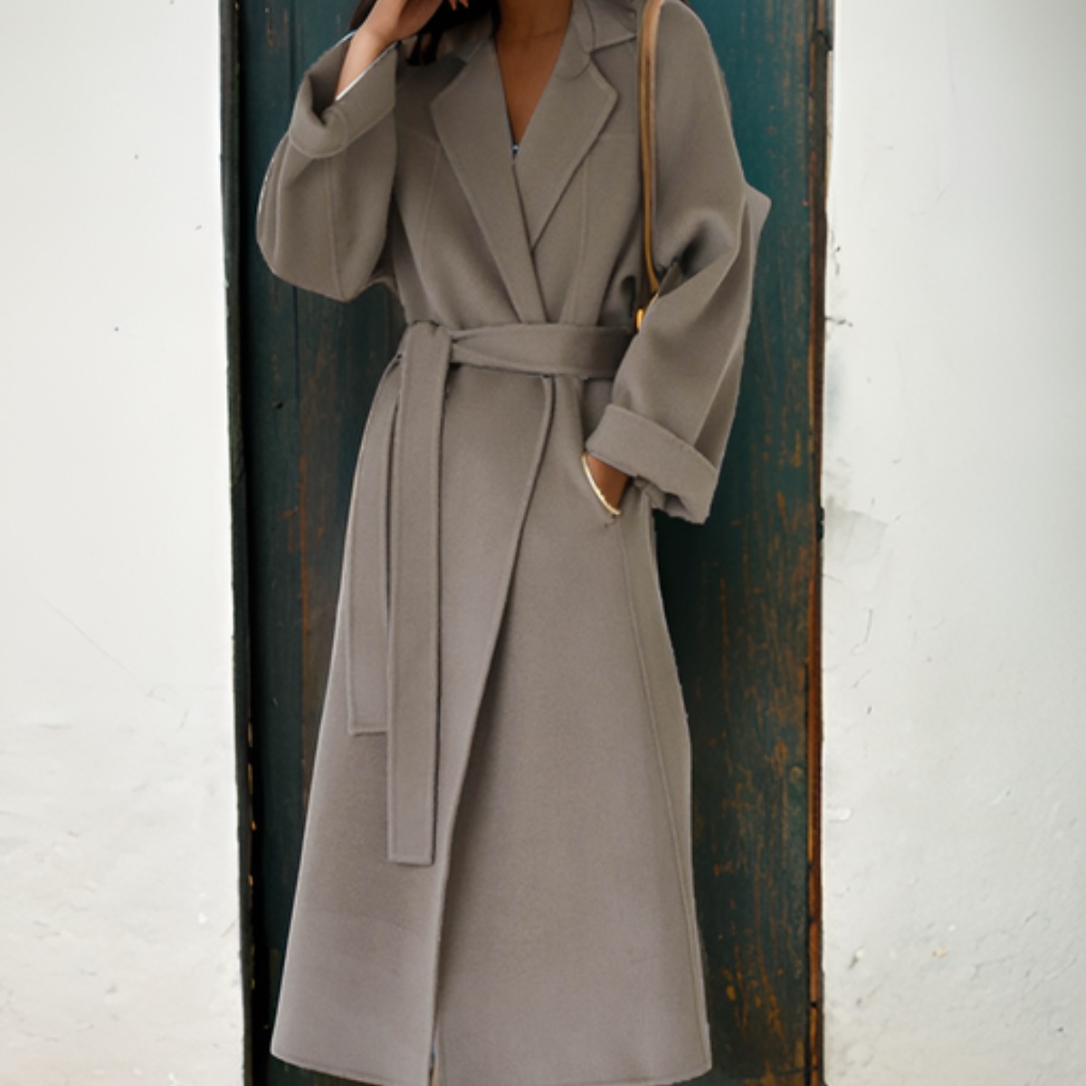 26FW Blooming Garden Lightweight 100% wool handmade overfit women’s long coat for short women