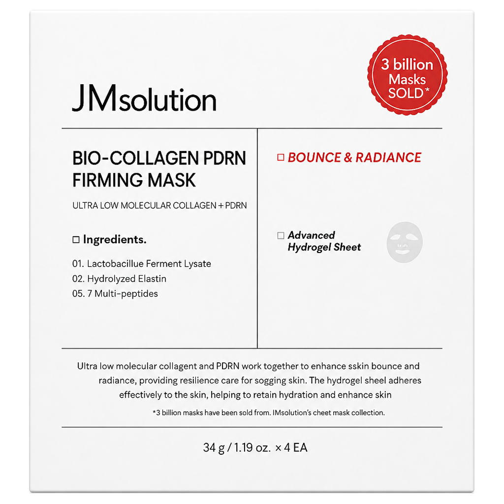 JM Solution Bio Collagen PDRN Firming Mask Pack 34g, 4 pieces, 4 pieces