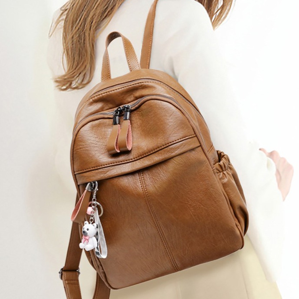 SHOPPI Women's Daily Leather Fashion Keyring Backpack