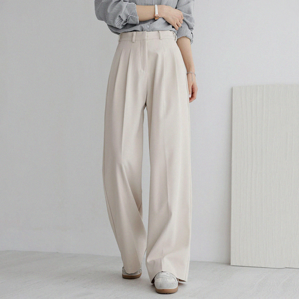 AndStyle Women's Short/Basic/Long Length Customized Part 4 Modern Pintuck Wide Slacks 264381