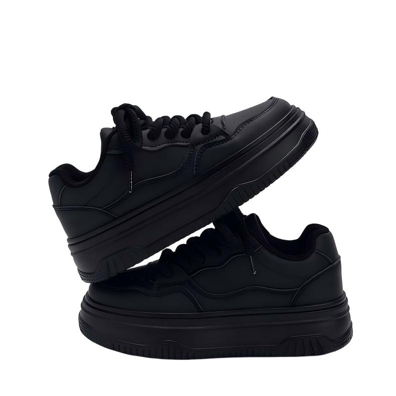 Women's Height-elevating Sneakers 4.5cm High Heel White Black Comfortable Daily Board Shoes