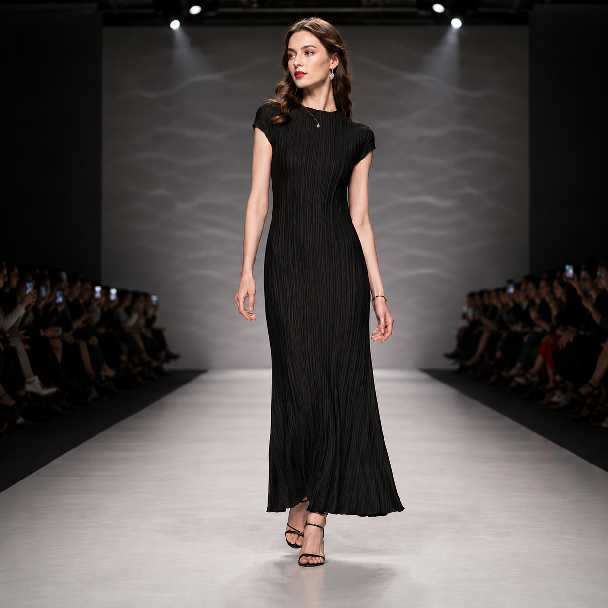 ShinSH Double Shop Pleated Wrinkle Slim Side Slit Sleeveless Wrinkled Long Dress Summer Daily Maxi Dress