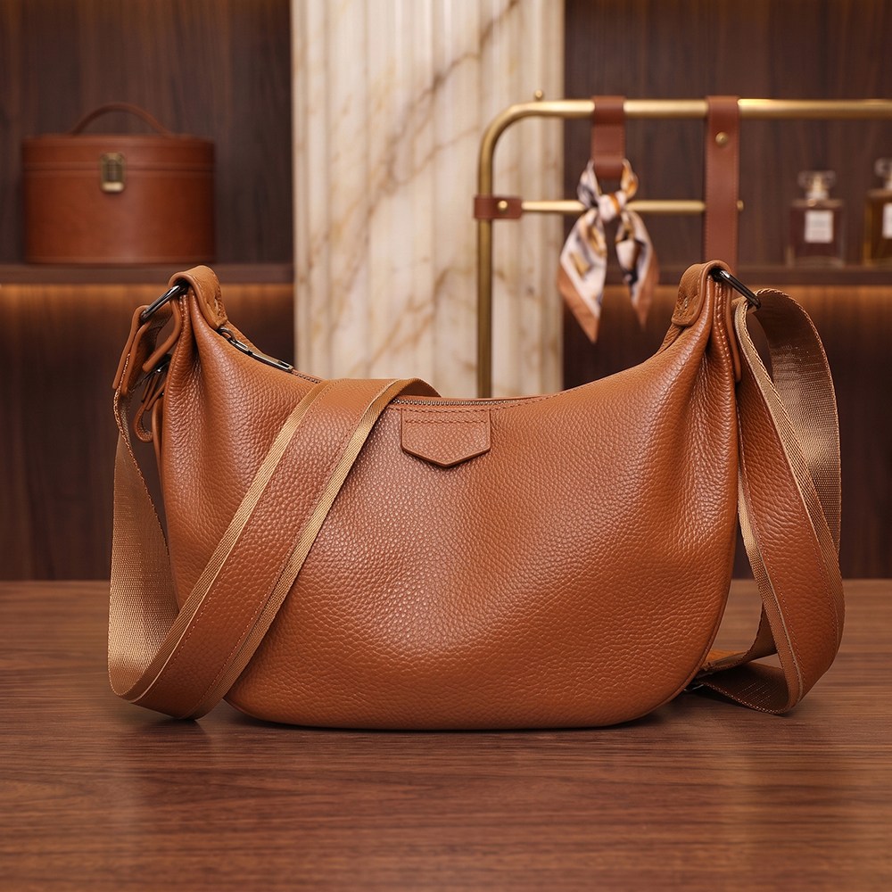 Eldar Montina Natural Cowhide Half Moon Cross Bag (3 Colors) Leather Hobo Bag Hobo Cross Bag