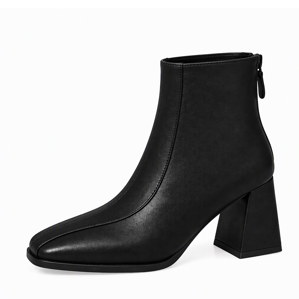 D.Y Women's Square Toe Ankle Boots Chunky Heel Middle Heel Comfortable Boots