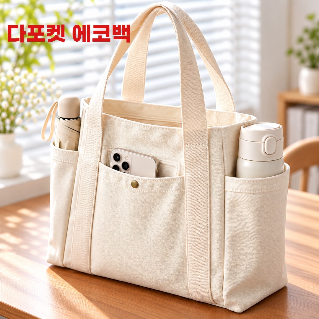 Diotra canvas eco bag multi-pocket zipper tote bag