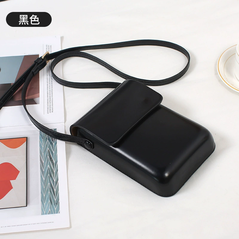 Mini leather crossbag flap phone bag women's mini shoulder bag cell phone storage black/brown 2026