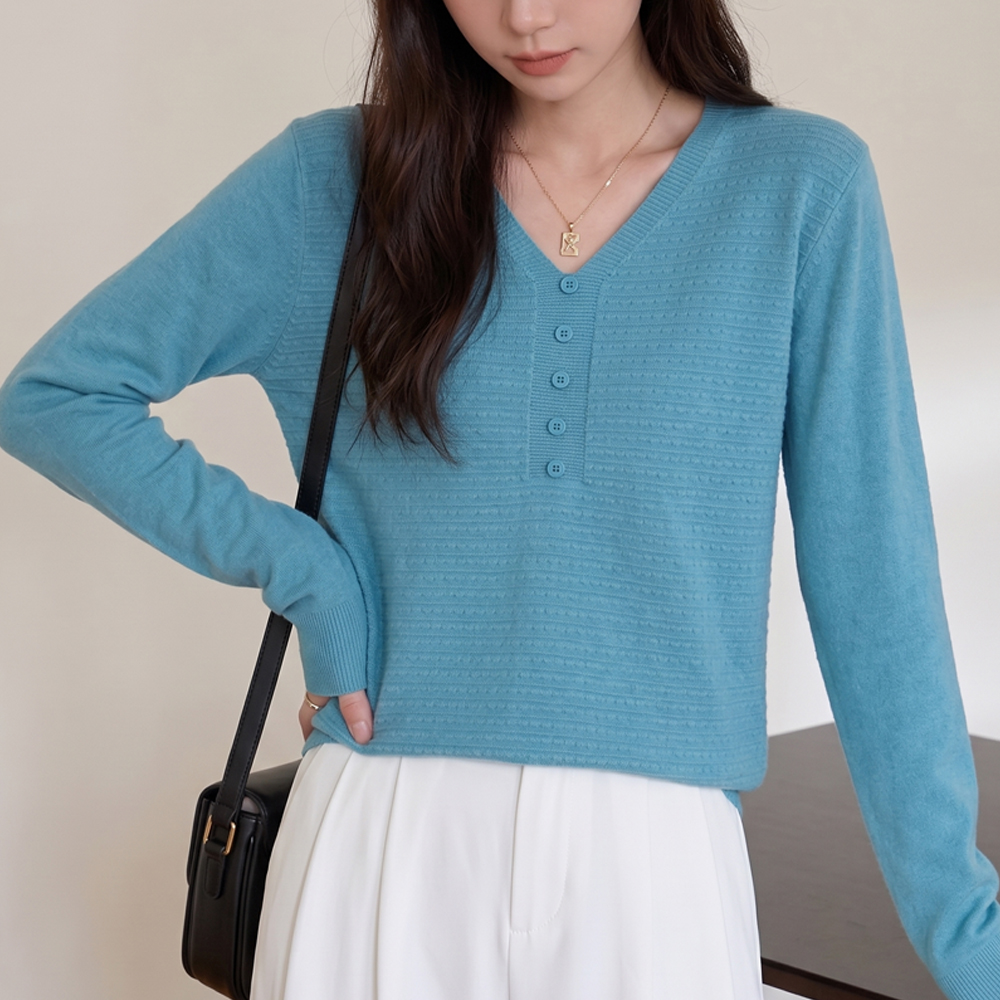 The Syrup Women's Feminine V-neck Basic Long Sleeve Knit