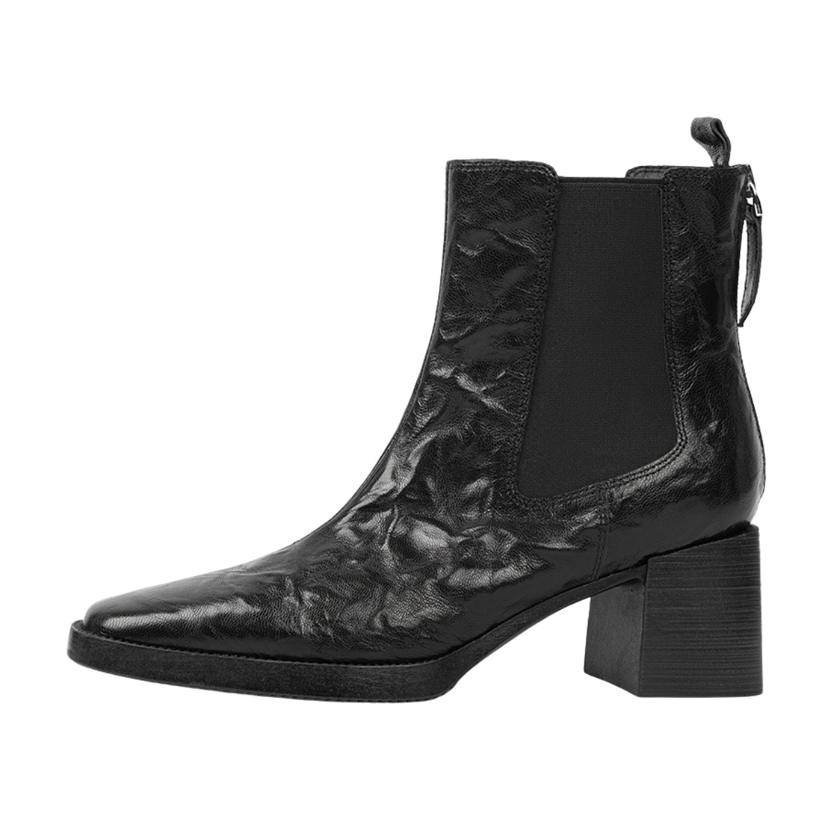 [WUDASHU] Women's dark brown vintage crack leather square toe Chelsea ankle boots side banding comfortable middle chunky high heel fall winter daily modern office shoes