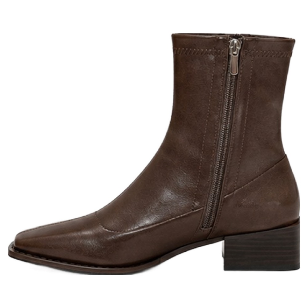 Flowform Women's Square Toe Slim Fit Middle Heel Ankle Boots