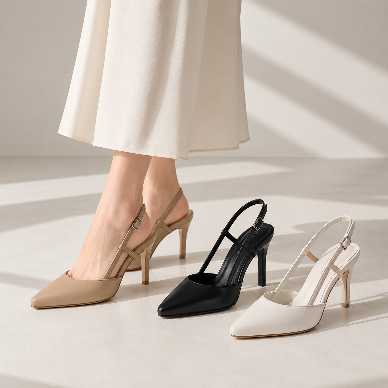 Women's slingback pumps 9cm stiletto heel pointy high heel shoes KO1810