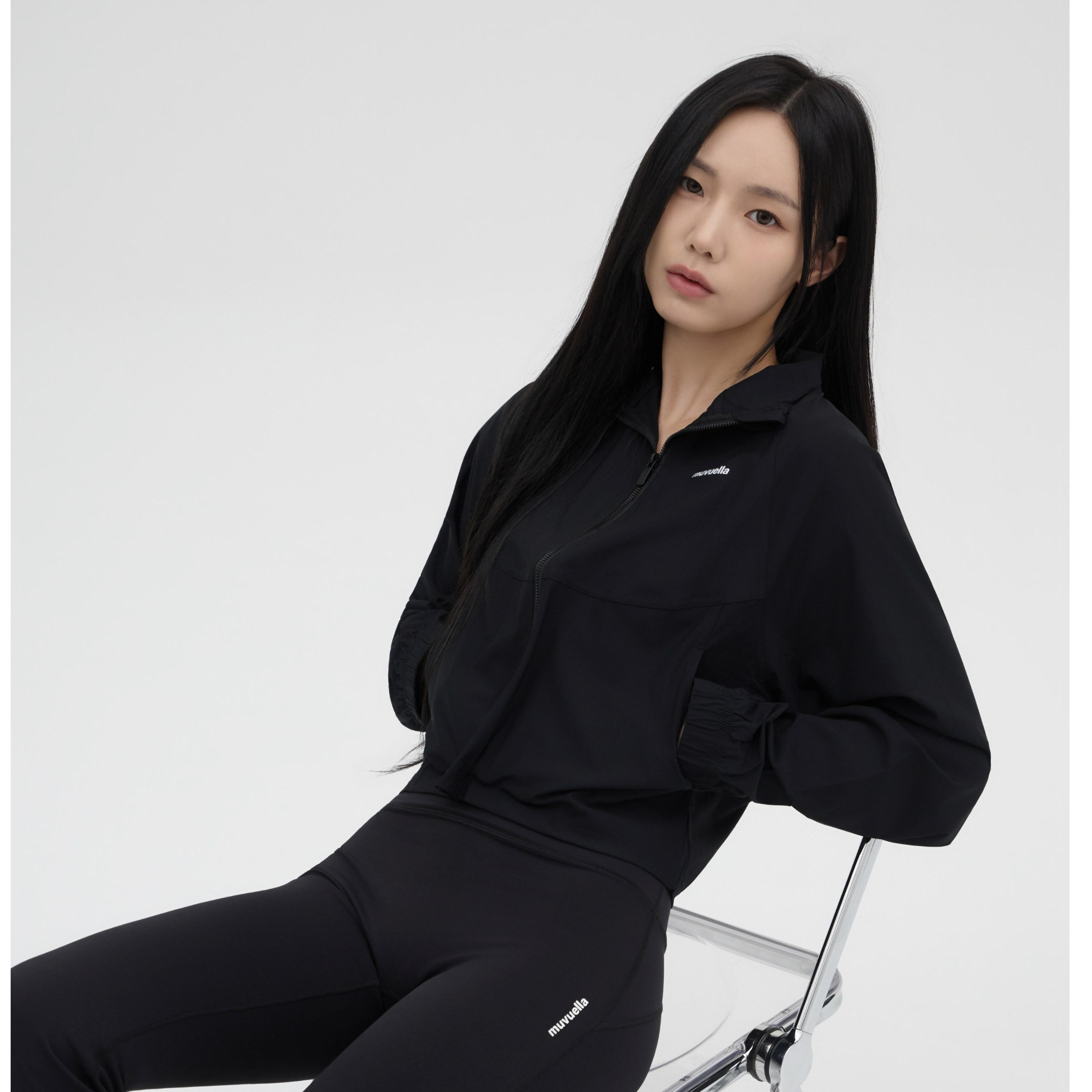 Ultra-light women's cropped zip-up sportswear windbreaker moveella