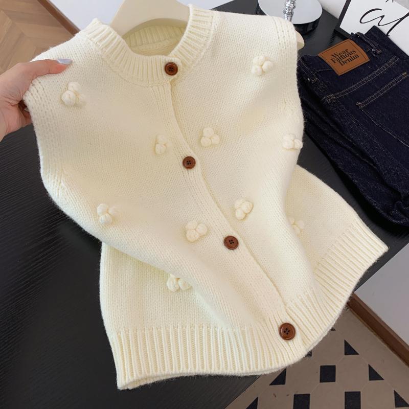 SAHINER Women's Knitted Vest Three-dimensional Drops Decoration Sleeveless Autumn Winter CZZS33