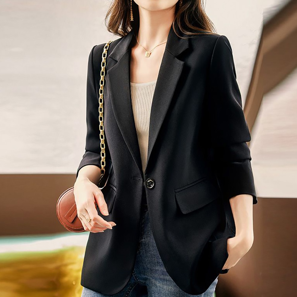 ZLVZ Women's Blazer Jacket Relaxed fit Overfit Work Look Single Button Spring Jacket C0540
