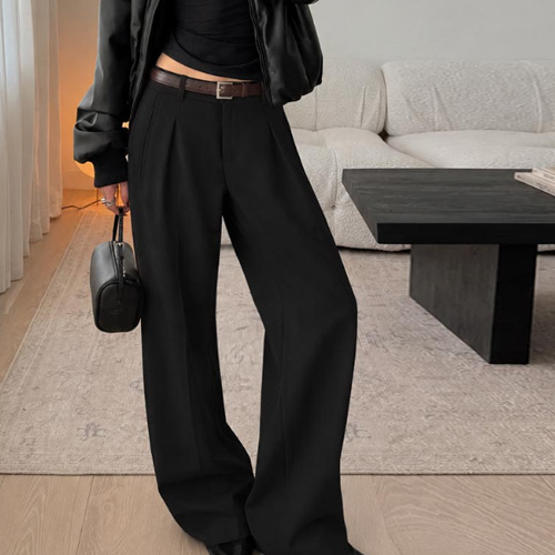 [Nanninggu] Benfino belt back banding pin tuck slacks