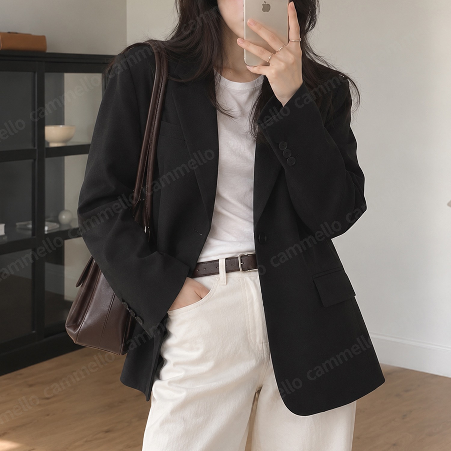 cammello classic single one button overfit blazer jacket boxy fit tailored outerwear