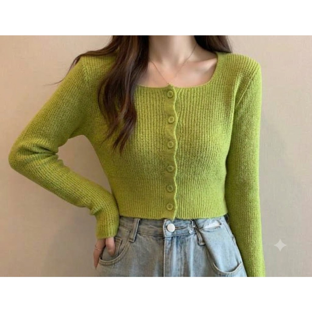 Zeon E-Mall Women's Lovely Slim Style Short Crop Length Fashion Point Cardigan